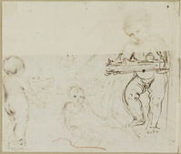 H 080
<br/>
Prosperus, bisschop van Reggio, geknield, met putti
<br/>
<em>Guercino (1591-1666)</em>